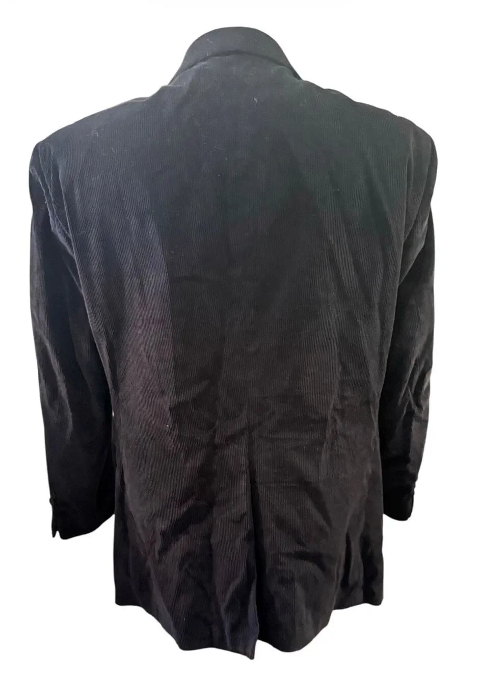 Saddlebred Corduroy Sport Coat Blazer Black 2-Button Front Flap Pockets 46R